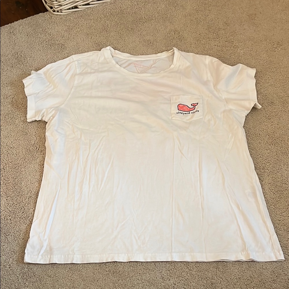 Vineyard Vines White Tee with Pink Logo